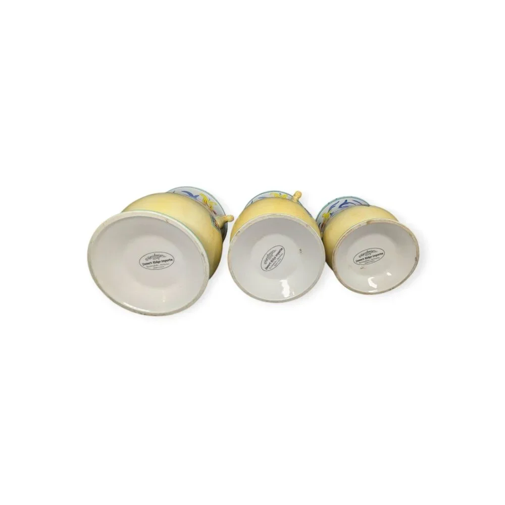 Set of 3 Karidesign Desert Ridge Imports Canisters-Yellow w/Floral Design